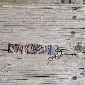 Embossed Leather Wristlet Keychain 9" lo…